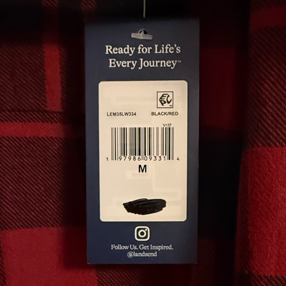 Lands' End Men's Plaid Button-Down Shirt - Red and Black - Picture 11 of 11